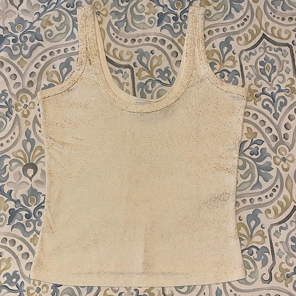 Armani Exchange ivory gold metallic tank